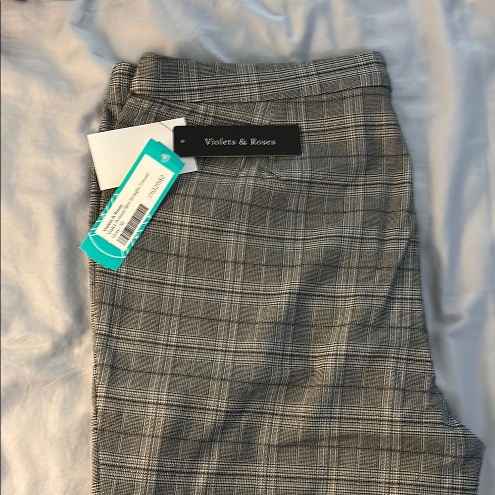 Violets & Roses Plaid Slim Trousers